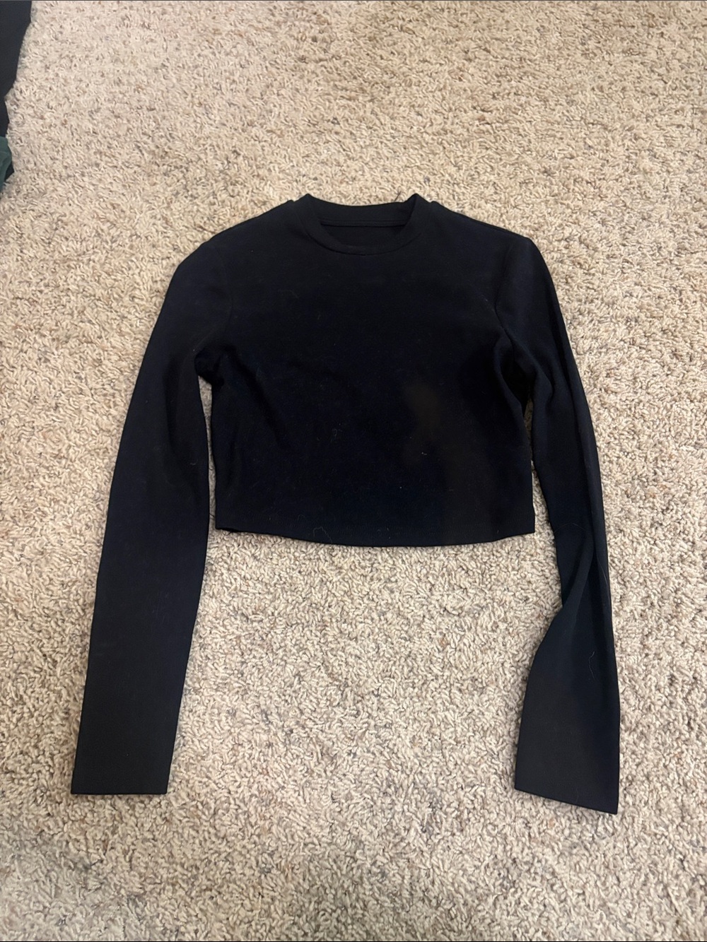 SHEIN Black Cropped Long-Sleeve Top